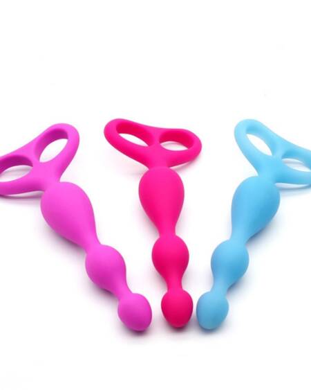 Silicone Heart-shaped Anal Bead with Pull Ring